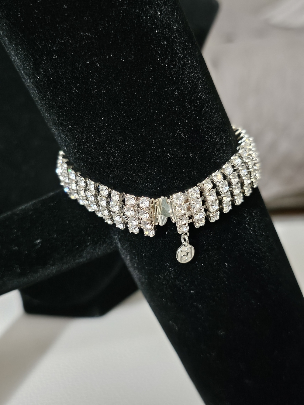 Silver-tone Rhinestone Multi-Row Cocktail Bracelet - Picture 2 of 2